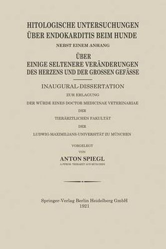 Cover image for Histologische Untersuchungen UEber Endokarditis Beim Hunde