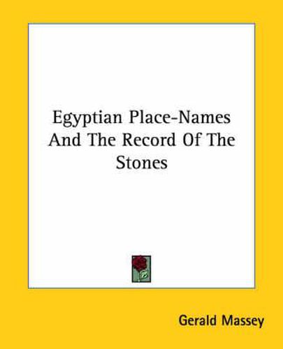 Egyptian Place-Names and the Record of the Stones