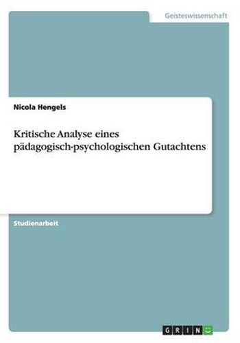 Cover image for Kritische Analyse eines padagogisch-psychologischen Gutachtens