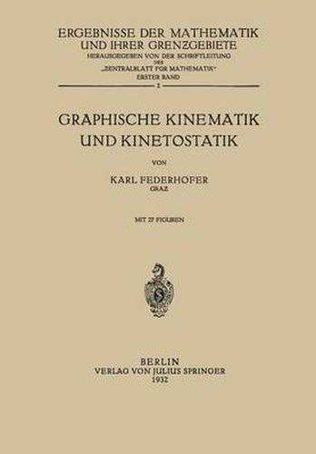 Cover image for Graphische Kinematik Und Kinetostatik: Erster Band 2