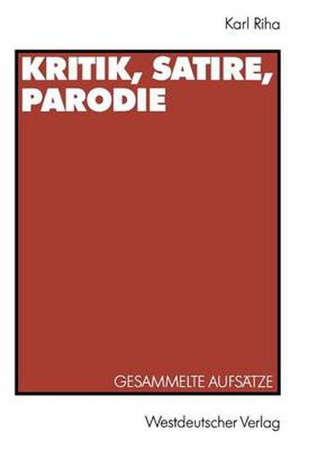 Cover image for Kritik, Satire, Parodie