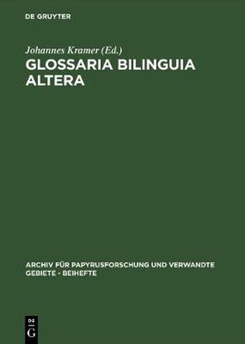 Cover image for Glossaria bilinguia altera