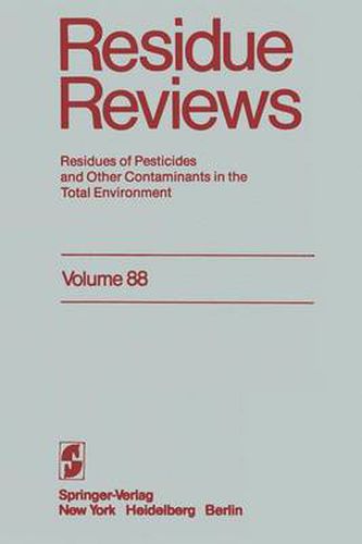 Cover image for Residue Reviews: Residues of Pesticides and Other Contaminants in the Total Environment