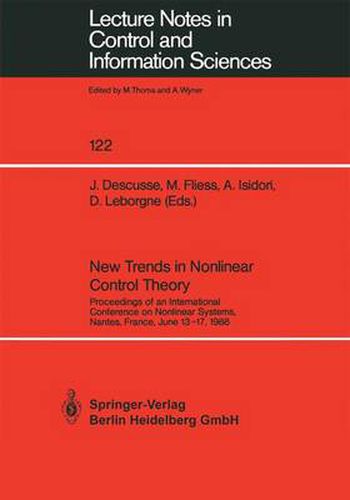 Cover image for New Trends in Nonlinear Control Theory: Proceedings of an International Conference on Nonlinear Systems, Nantes, France, June 13-17, 1988