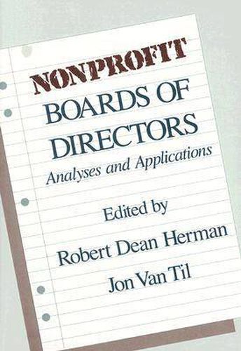 Cover image for Nonprofit Boards of Directors: Analyses and Applications