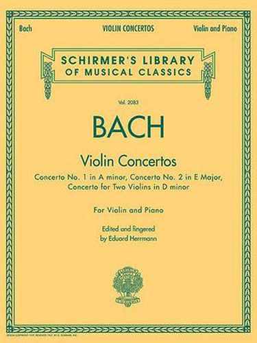 Cover image for Bach - Violin Concertos: Violin(S) and Piano Reduction