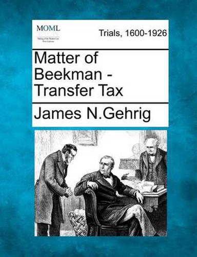 Cover image for Matter of Beekman - Transfer Tax