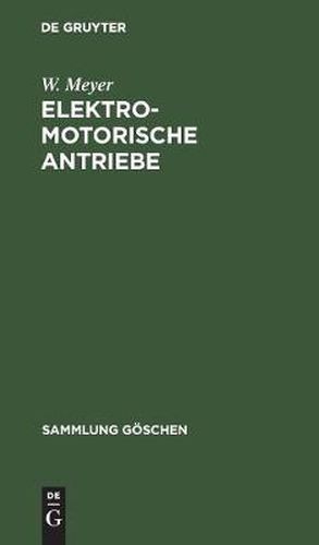 Cover image for Elektromotorische Antriebe