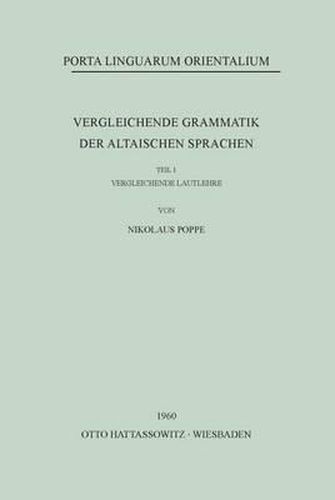 Cover image for Vergleichende Grammatik Der Altaischen Sprachen: Vergleichende Lautlehre