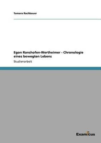 Cover image for Egon Ranshofen-Wertheimer - Chronologie eines bewegten Lebens