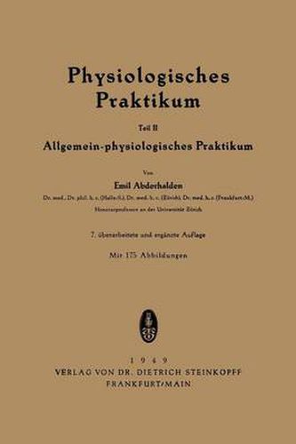 Cover image for Physiologisches Praktikum: Teil II: Allgemein-Physiologisches Praktikum