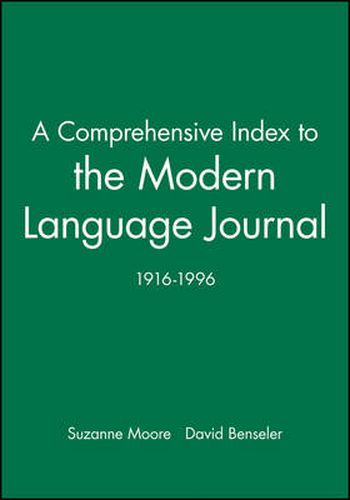 Cover image for A Modern Language Journal Index