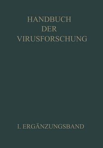 Handbuch Der Virusforschung: I. Erganzungsband