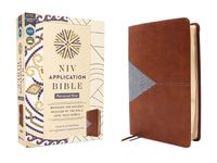 Cover image for NIV Application Bible, Personal Size, Leathersoft, Brown/Blue, Red Letter, Comfort Print