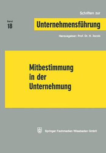 Cover image for Mitbestimmung in Der Unternehmung