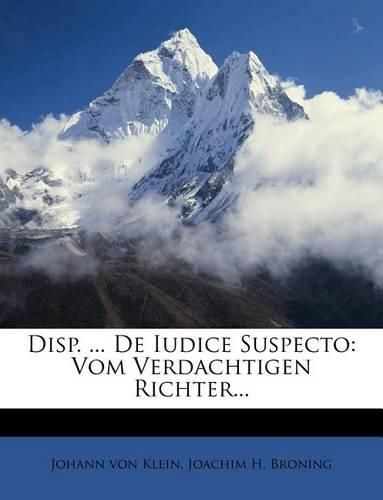 Cover image for Disp. ... de Iudice Suspecto