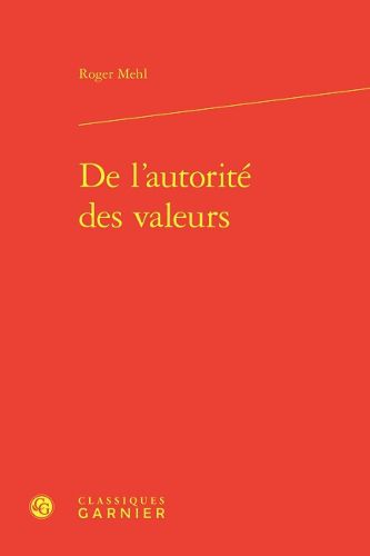 Cover image for de l'Autorite Des Valeurs
