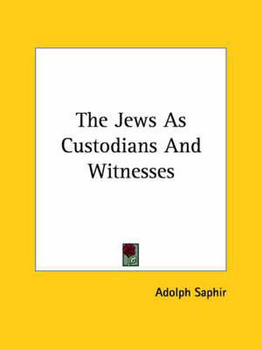 Cover image for The Jews as Custodians and Witnesses