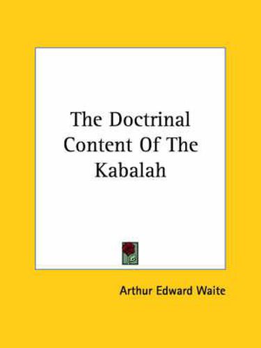 Cover image for The Doctrinal Content of the Kabalah