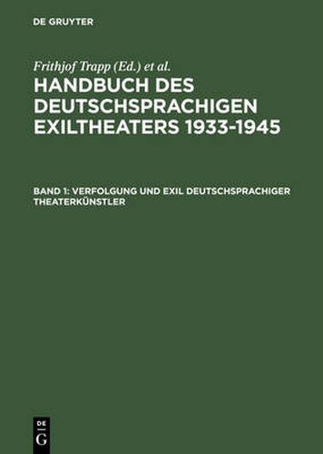 Cover image for Verfolgung Und Exil Deutschsprachiger Theaterkunstler