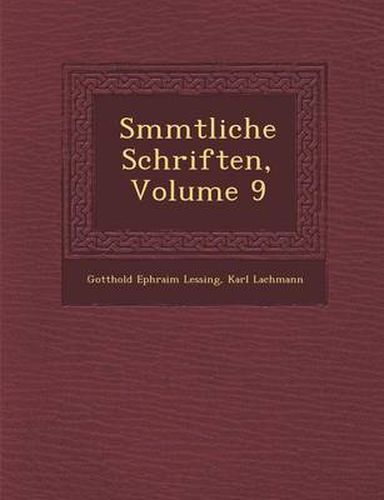 Cover image for S Mmtliche Schriften, Volume 9