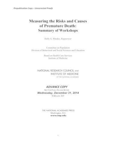 Measuring the Risks and Causes of Premature Death: Summary of Workshops