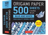 Cover image for Origami Paper 500 sheets Blue and White 4  (10cm): Tuttle Origami Paper: High Quality Double-Sided Origami Sheets Printed with 12 Different Designs