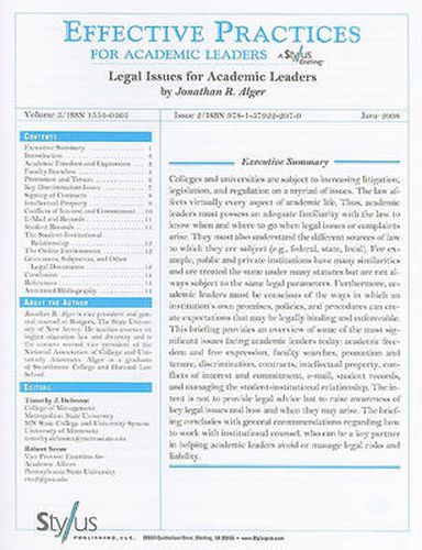 Cover image for Legal Issues for Academic Leaders: Issue 2