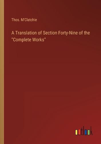 Cover image for A Translation of Section Forty-Nine of the "Complete Works"