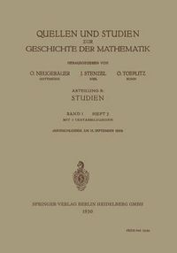 Cover image for Quellen Und Studien Zur Geschichte Der Mathematik