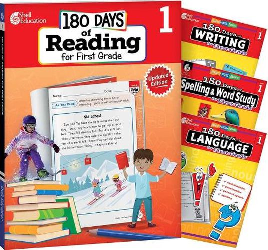 180 Days(tm) Reading 2nd Ed, Writing, Spelling, & Language Grade 1: 4-Book Set