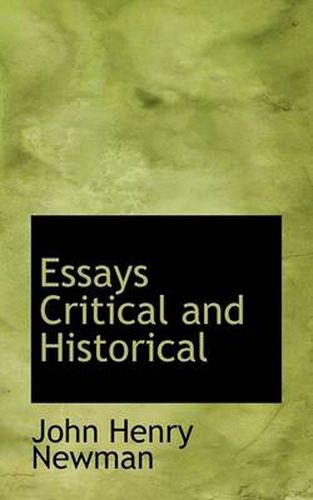 Cover image for Essays Critical and Historical