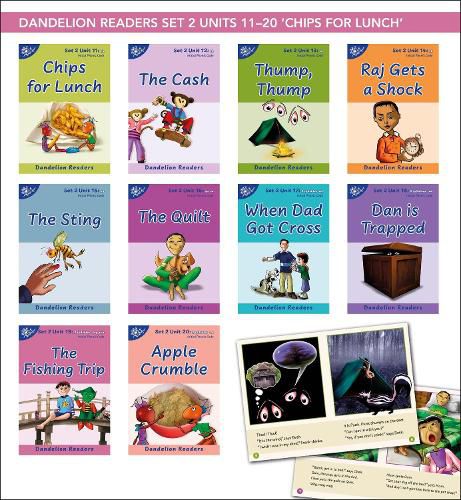 Cover image for Phonic Books Dandelion Readers Set 2 Units 11-20 (Two-letter spellings sh, ch, th, ng, qu, wh, -ed, -ing, -le)