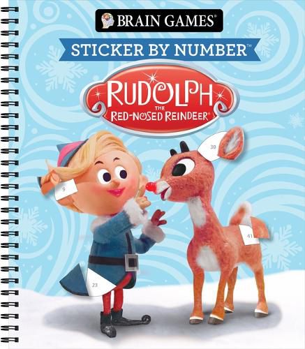 Cover image for Brain Games - Sticker by Number: Rudolph the Red-Nosed Reindeer