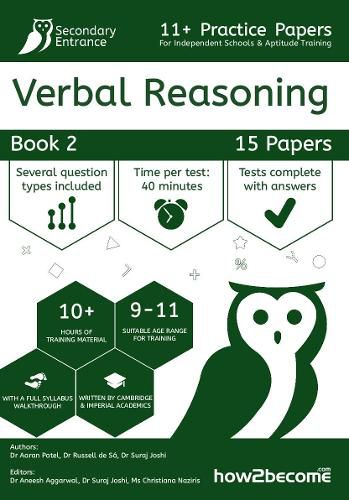 Cover image for 11+ Practice Papers For Independent Schools & Aptitude Training Verbal Reasoning Book 2