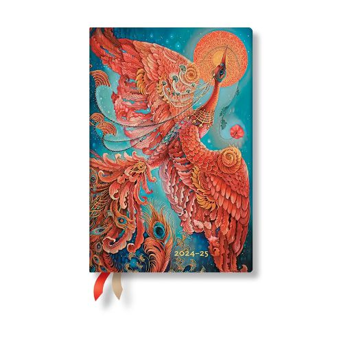 Firebird (Birds of Happiness) Mini 18-month Horizontal Hardback Dayplanner 2025 (Elastic Band Closure)