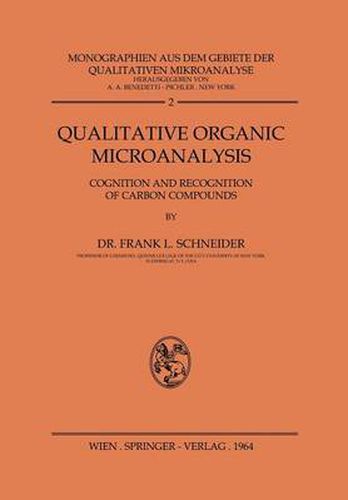 Cover image for Qualitative Organic Microanalysis: Cognition and Recognition of Carbon Compounds