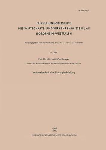 Cover image for Warmebedarf Der Silikatglasbildung