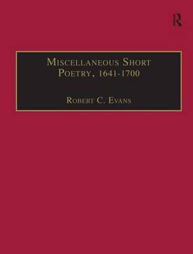 Cover image for Miscellaneous Short Poetry, 1641-1700: Printed Writings 1641-1700: Series II, Part Three, Volume 4