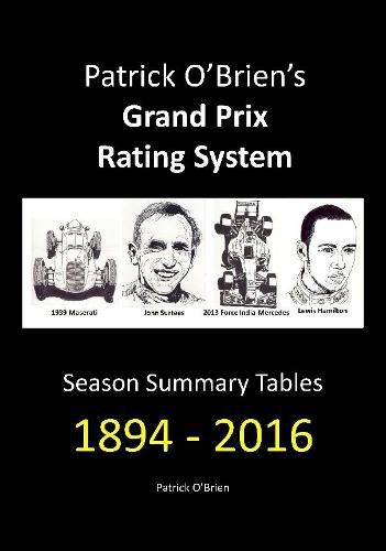 Patrick O'Brien's Grand Prix Rating System: Season Summary Tables 1894 - 2016