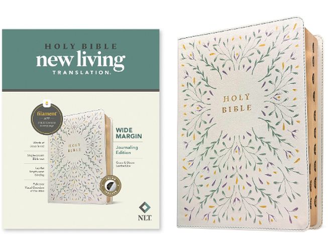 Cover image for NLT Wide Margin Bible, Filament Enabled (Leatherlike, Grace & Bloom, Indexed, Red Letter)
