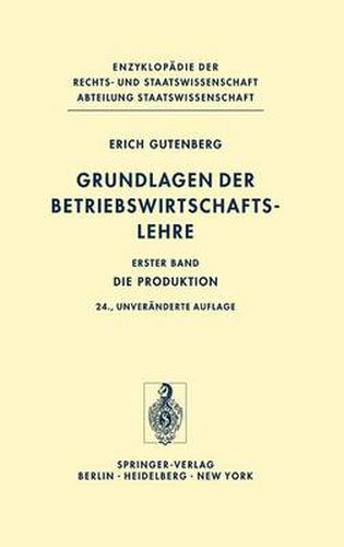 Cover image for Grundlagen Der Betriebswirtschaftslehre: Die Produktion