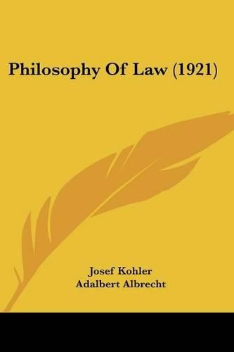 Cover image for Philosophy of Law (1921)