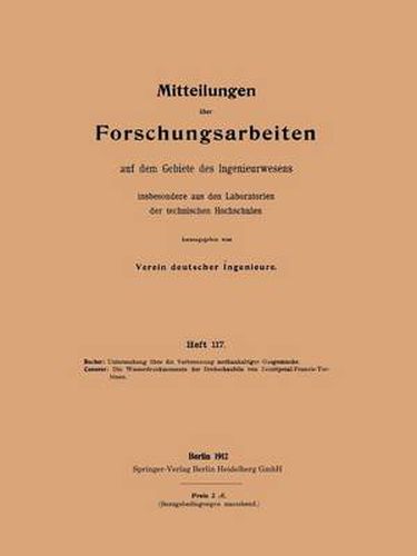 Cover image for Untersuchung UEber Die Verbrennung Methanhaltiger Gasgemische: Die Wasserdruckmomente Der Drehschaufeln Von Zentripetal-Francis-Turbinen