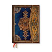 Cover image for Safavid Indigo (Safavid Binding Art) Midi 12-month Vertical Hardback Dayplanner 2025 (Wrap Closure)