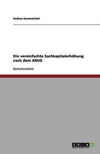 Cover image for Die vereinfachte Sachkapitalerhoehung nach dem ARUG