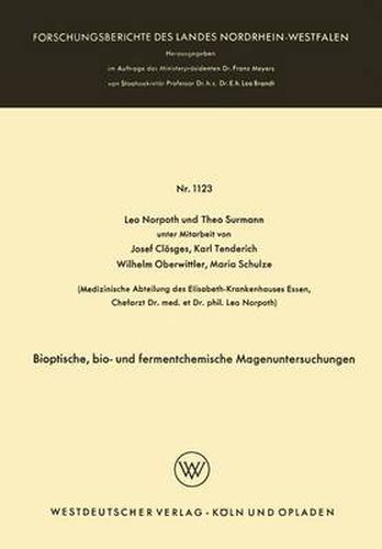 Bioptische, Bio- Und Fermentchemische Magenuntersuchungen