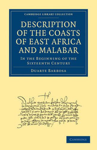 Cover image for Description of the Coasts of East Africa and Malabar: In the Beginning of the Sixteenth Century