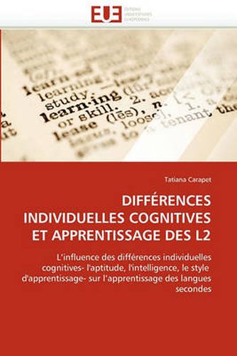 Cover image for Diffrences Individuelles Cognitives Et Apprentissage Des L2