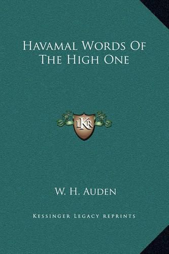 Havamal Words of the High One